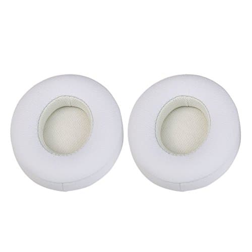 Memory Foam Protein Leather Earbuds Ear Pads Cushion Replacement for Beats SOLO 2 / 3 Wireless On Ear Headphones ONLY (White)