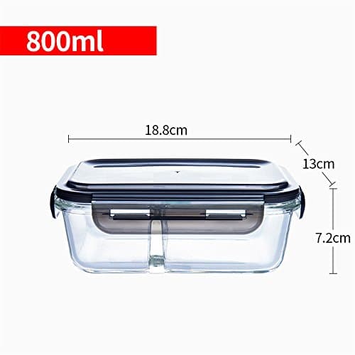 Pyrex Glass separated with lunch box compartment bento boxes rectangular microwave oven fresh cartridge seal /800ml bowls, Gray