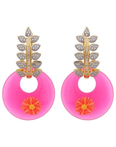 Gold Plated CZ Pink Earrings.