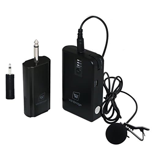 Wireless Lavalier Microphones System WinBridge Lapel Mics Clip On Microphone Transmitters &amp; Receivers with Waistpack Ideal for Live Performance, Public Speaking, Teaching,Video Recording Interviews