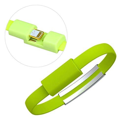 Mindz Betta Wristband Bracelet Fast Charging (short) Cable Compatible with iphone 6+,6,5S ipad mini 4th ipod touch 5, nano (green)