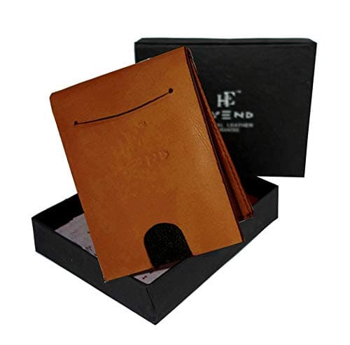 Stellar Tan Thin, Minimalist Men's, Boys Genuine Leather RFID Blocking Pocket Friendly Bi-fold Stylish Slim Edge Wallet. 1 Sliding Card, ID Window, 1 Cash, 9 Slots. Water Resistant Lining Fabric