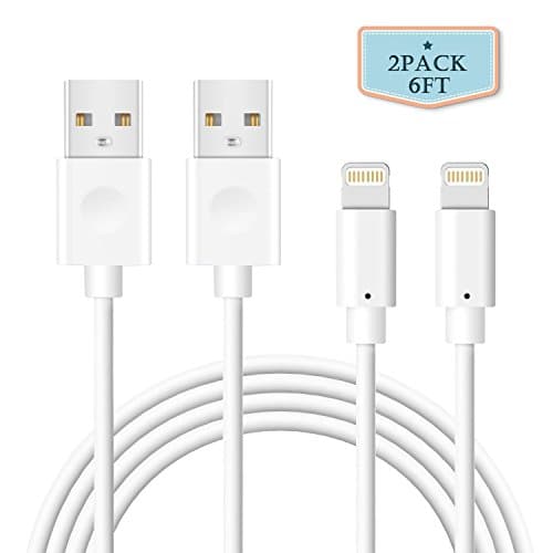 Charging Cable 2 Pack 6ft Rywell Lifetime Guarantee 8 Pin to USB Lightning Cable Data Sync Cable Charger for Apple iPhone 7 7Plus 6 6s 6 Plus 5 5s SE iPad iPod Touch (White)