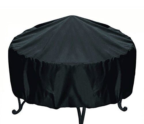 Elevavie Round Fire Pit Cover - Waterproof & Weather Resistant Protective Garden Patio Outdoor Cover with Drawstring - Black