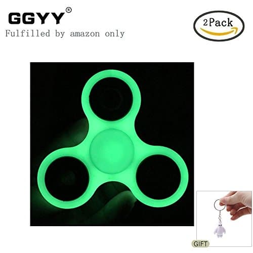 (2 PACK) Hand Spinner, Tri-spinner fidget toy Glowing in the Night, Hand Spinner Finger Spinner EDC Focus / Fidget Spinner ADHD Focus Anxiety Relief Toys for Kids & Adults (White)