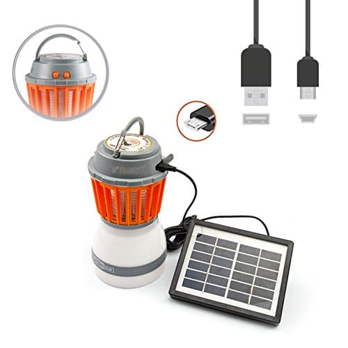 Insect Killer Ultraviolet with LED Light lamp 2 in 1, Youngist Rechargeable Mosquito and Fly Killer, Mini Portable with Handle and Waterproof, come with solar charging panel