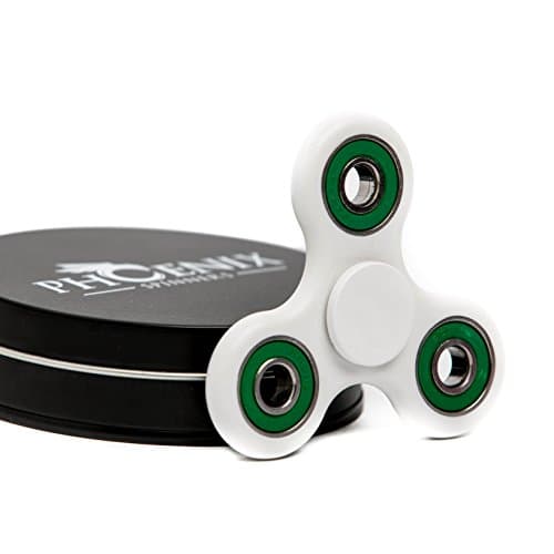 Phoenix Spinners Tri Spinner Fidget Toy for ADHD - Stress and Anxiety Relief - EDC Office Toy, Super Fast Long Spins - Premium Stainless Steel R188 Center, Injection Molded (Non-3D) - White