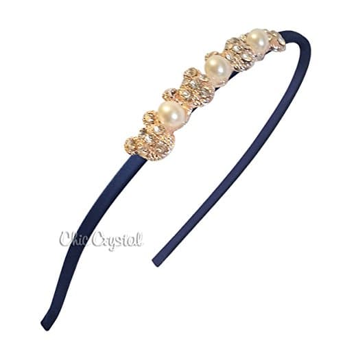 Ava Pearl Hard Headband (navy blue)