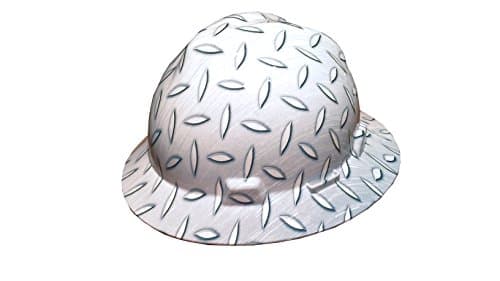 Izzo Graphics Diamond Plate MSA V-GUARD Full Brim Hard Hat