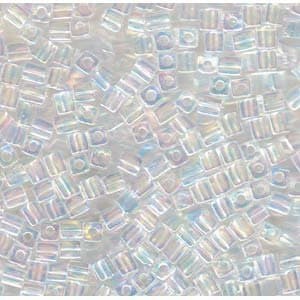 20Gr Clear Rainbow Ab Miyuki 4mm Square Cube Glass Seed Beads