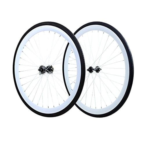 Wheel Set, Front and Fixed Gear Flip-Flop Rear Wheels White 45mm w/Kenda Tires 25c (White)