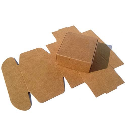 Square Boxes Fast Corrugated Cardboard Mailers, Small Brown Kraft Mailing Boxes (Pack of 50) for Jewelry Pearl Candy Handmade Soap Packing Box Eco-Friendly Recyclable (Brown 4.3x2.3x0.78 inch)