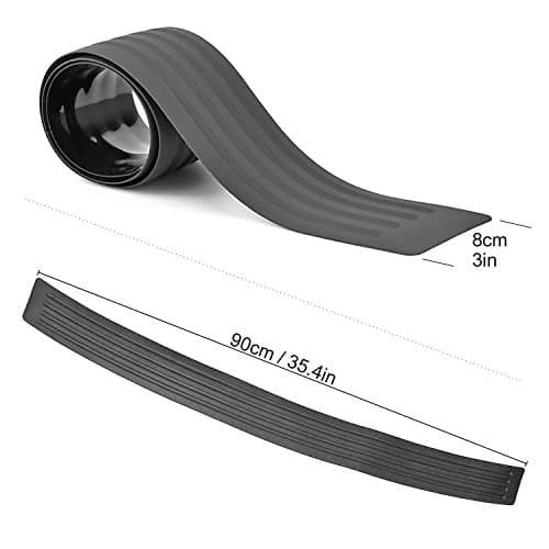 Universal Black Durable Rubber Rear Guard Bumper Protector Trim Cover Strip Car Sticker Protector for Car Pickup SUV Truck, 90cm/35.8"