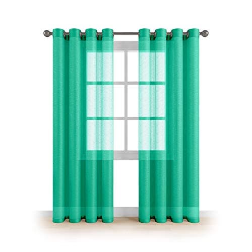 Grommet Semi Sheer Luxury 2 Panels Total Width 108” (Each Curtain 54”W x 108”L) Window Home Decor and Upscale Design Light Penetrating & Privacy Soft Durable Polyester Easy Upkeep 54"W x 108"L Aruba)
