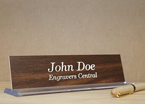 Personalized Office Desk Name Plate - (Over 21 Color Options Available) - on a Beautifully Designed Clear Molded Base - Customized With Beveled Edges - 2x8