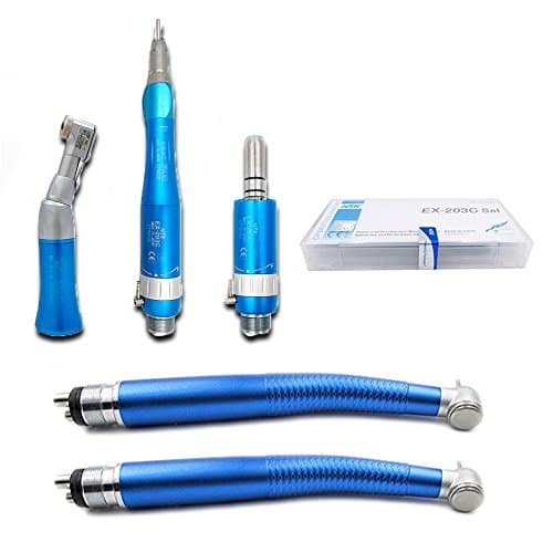 Low Speed Air Motor Blue EX-203C Set with 2 PCS High Speed Hand Kit 4 Hole