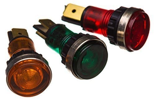 Panel neon indicator GREEN/RED/AMBER lamp with chrome bezel 12mm (RED) [Energy Class A+]