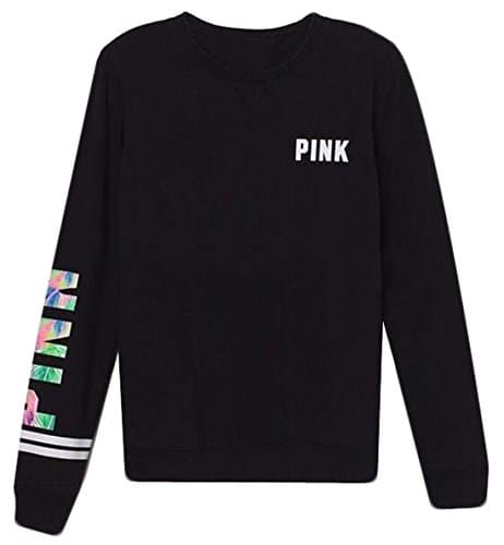 YLnini Womens Letters Printed Long-Sleeved Round Neck Pullover M 10