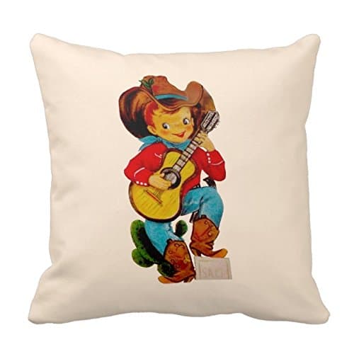 Singing Cowboy Kid Throw Pillow 18 X 18 Two Sides Bedding Home Decoration Square Throw Pillow Case Decorative Cushion Cover Pillowcase