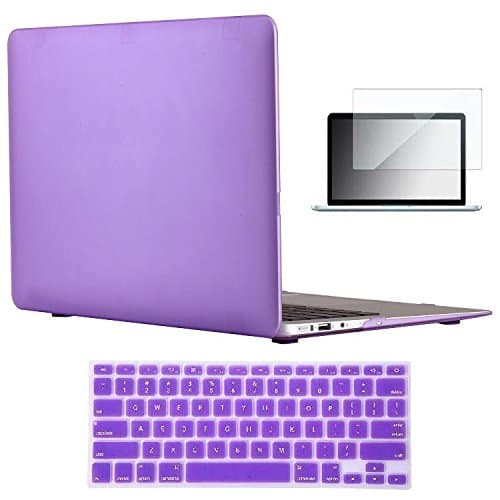Vasileios 3in1 Rubberized Frosted Soft-touch Hard Shell Case Cover &amp; Screen Protector for 13-inch Macbook Air 13.3" (Model: A1369 and A1466) (New Purple)