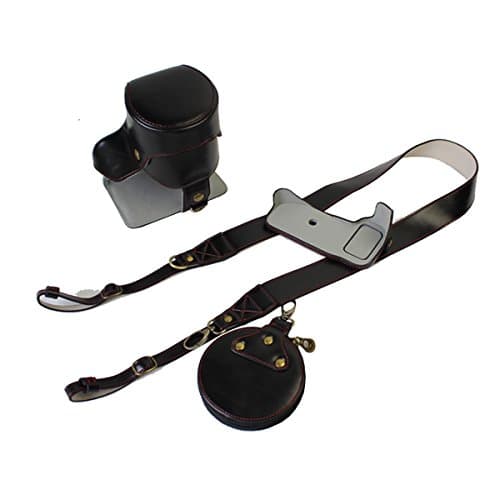 VIXFANNY PU Leather Camera Case Bag with Neck Strap and Accessories Storage Case Kit for Nikon D3400 with 18-55mm VR II Lens Compact System DSLR Camera - Black