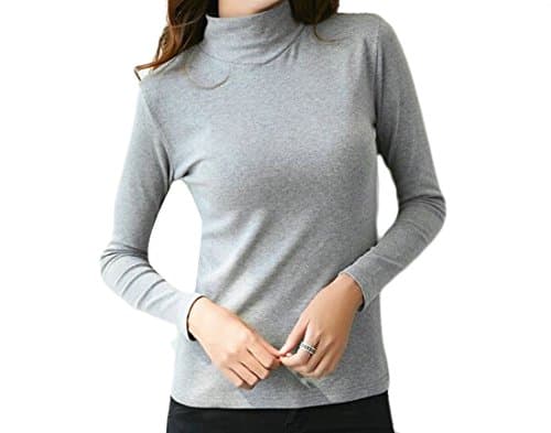 WNSY Women Multicolor Fashion Long Sleeve Turtle Neck Solid Pullover T-Shirt Top