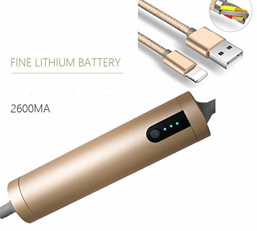 iPhone Charger, iphone power data cable combo Lipstick-Sized Portable Charger, 2 in 1 Sync and Charge High Speed Adapter Cable for iPhone 5- 7 plus,iphone power bank (Gold)