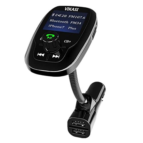 Bluetooth FM Transmitter Car, VIKASI Wireless in-Car Radio Transmitter Adapter Car Kit QC3.0 USB Car Charger, Car MP3 Music Player Support TF Card USB Flash Drive (Old)