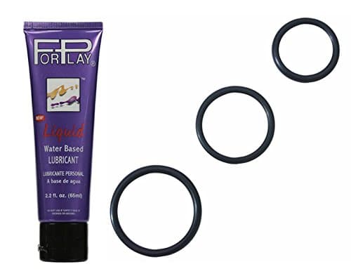 New Spartacus Soft Rubber C Ring Set Black with Free Personal Lubricant Forplay Liquid 2.2 Oz Tube
