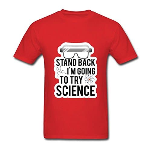 OULIN Men's Stand Back, I'm Going to Try Science Cool T Shirt Red S