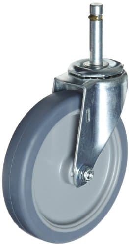 E.R. Wagner Stem Caster, Swivel, Polyolefin Wheel, Plain Bearing, 210 lbs Capacity, 3" Wheel Dia, 1-1/4" Wheel Width, 3-5/8" Mount Height, 1/2"-13 Stem Dia, 1" Stem Height
