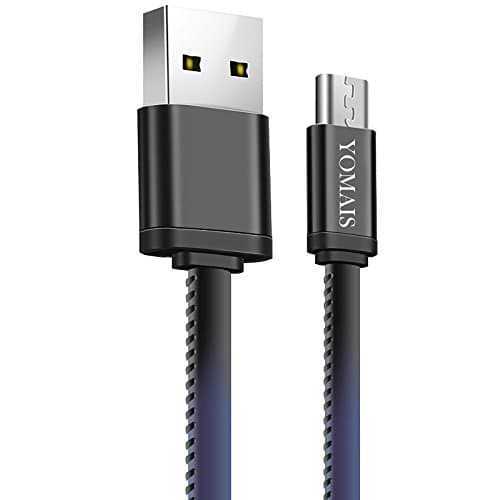 PU Leather Micro USB Cable,YOMAIS Thermal Sensor Color 3Ft/1M 2.4A Heat Sensitive Cable Android Cord Data Transfer Cable Charger for Micro USB Devices Galaxy S7 Edge (Black)