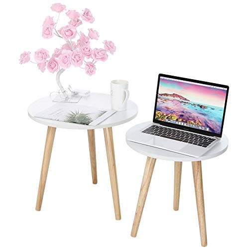 HKDGID Nordic Minimalist Modern Small and Medium Sized Coffee Table Solid Wood Tatami Table Tea Sofa Side Table Living Room Furniture Shipped from US (B-White(S))