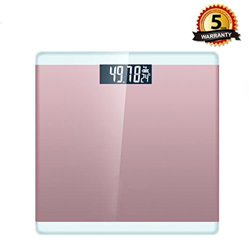 Digital Bathroom Scale, Electronic Personal Body Weight Scale, Backlit LCD Display and Large Tempered Glass Balance Platform, 400 lb/180kg Weight Scales with Precision Measuring min 0.2lb (Pink)