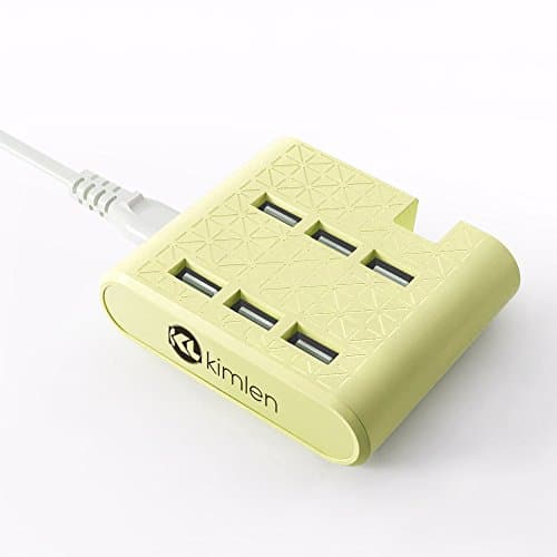 Kimlen 6-port USB Charge Station- Multiple USB Charger with Device Stand (Yellow)