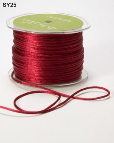 Burgundy Red 3mm Satin Rats Tail String by May Arts on a 3m Roll (N.B. This is a Cut from a roll)