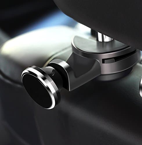 Car Headrest Hanger Mount Multi-functional Car Back Seat Phone Holder 360°Magnetic Car Hook for Cellphone iPad Bags or Clothes(Silver)