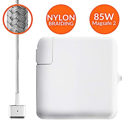 PlugMag Tangle-Free Nylon Cable Replacement Charger for Apple MacBook Pro Laptops with 85w Magsafe 2 Power Adapter