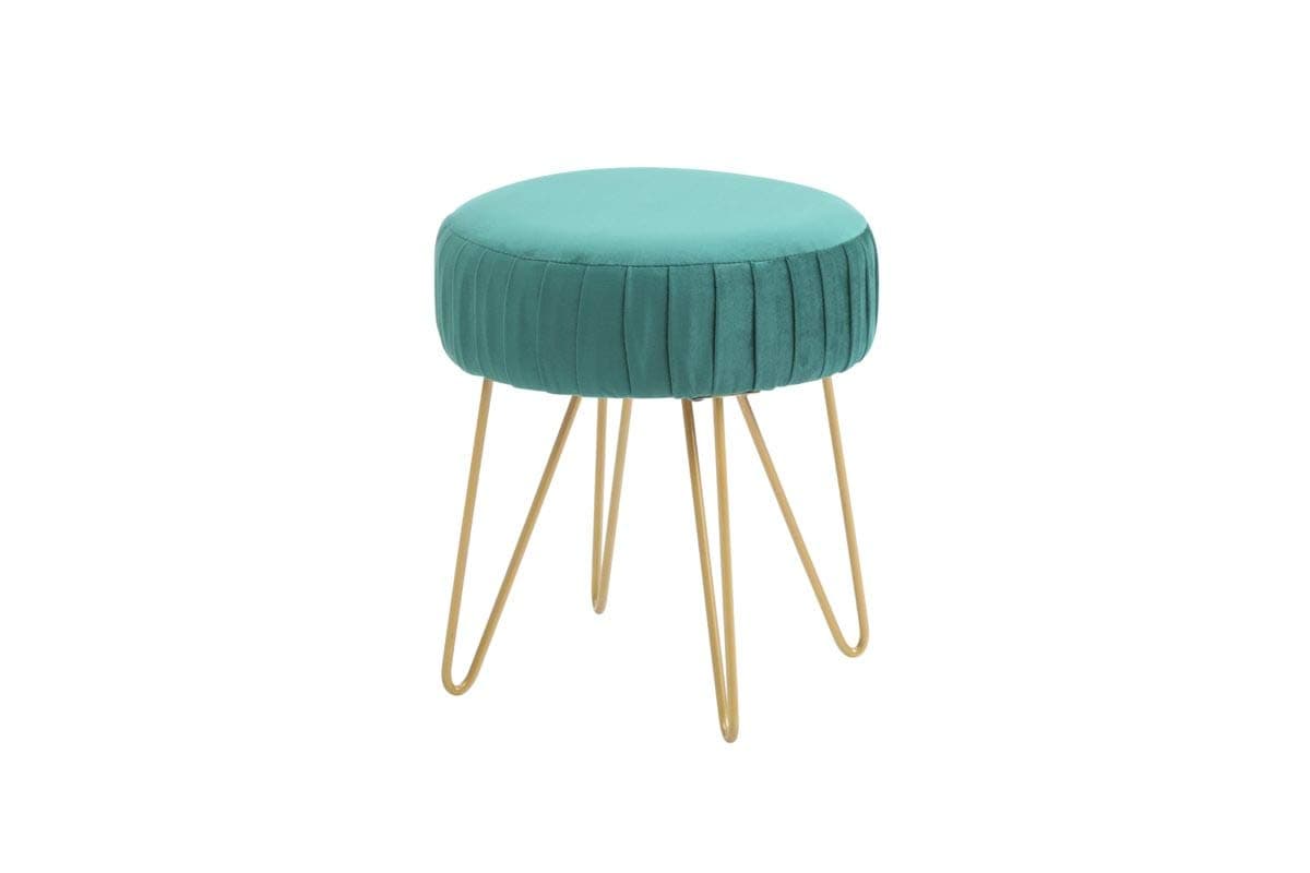Hodedah Teal Velvet Vanity Stool