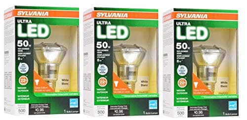 Sylvania Ultra LED Light Bulb dimmable 8W Replacing 50W Halogen PAR20 / Medium Base E26 / 3000K (Warm white-3PK)