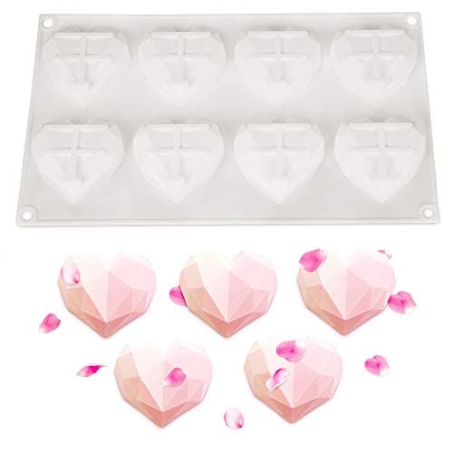 Diamond Small Heart Silicone Mousse Mold DIY 3D Baking Pan Mold Cake Decorating for Mousse,Chocolate Brownie,Jelly,Soap,Chiffon,Cheesecake,Fondant