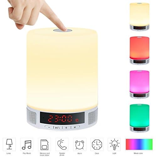 LUXONIC LED Bluetooth Speaker Portable Wireless Speakers with LED Table Lamp, Alarm Clock, Hands-Free Speakerphone with Mic, Support TF Card for Smartphones and All Audio Enabled Devices