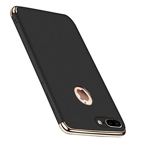 iPhone 7 Plus / 8 Plus 5.5 Plastic Case ,JINRUNHU Ultra Thin 3 in 1 Design DIY Matte Plating Shell Slim Hard Shockproof Case Coated Non Slip Anti-Fingerprint Back Cover For Apple 5.5 Inch [Black]