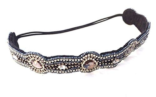 Indian Princess beaded elastic headband (Grey)