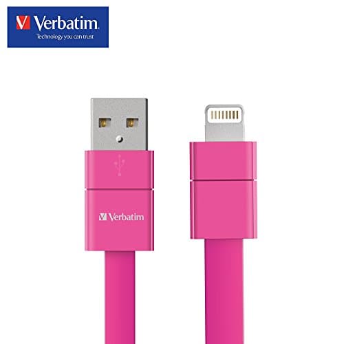 [Apple MFi Certified] Verbatim Short USB Lightning iPhone Cable for iPhone X, 8, 8 Plus, 7, 7Plus, iPod and iPad, Fast Charging, 2 Year Limited Warranty, 8 Inch/20 CM ­ Pink