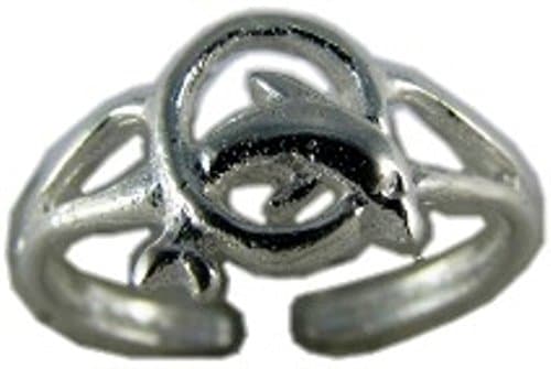 Dolphin Through Hoop Trick Cut Out Design on Sterling Silver Toe Ring