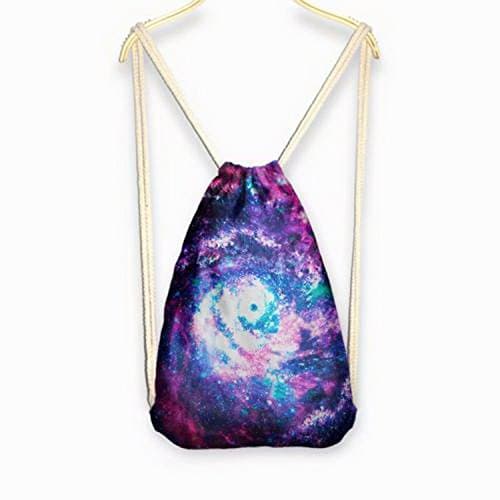 Pixel backpack - 2016 Womens Galaxy/Cat/Unicorn 3D Print Rope Backpack Bucket Canvas Bags Satchel style Galaxy Swirl