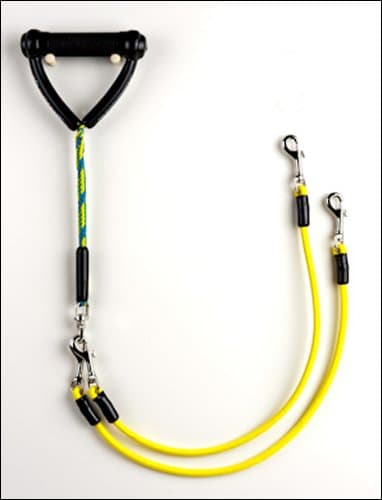 Super Coupler Short Bungee, walk multiple dogs tangle-free - 43 inches long - with option to disconnect to be used with one dog - for dogs between 20 and 50 lbs. - Yellow