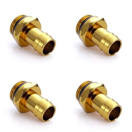 Enzotech G1/4" to 3/8 Barb Fitting for Soft Tubing, Gold, 4-pack