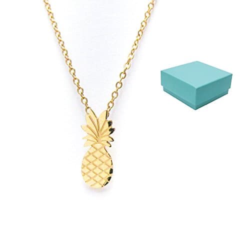Blu Lily Pineapple Necklace (Gold, 17)